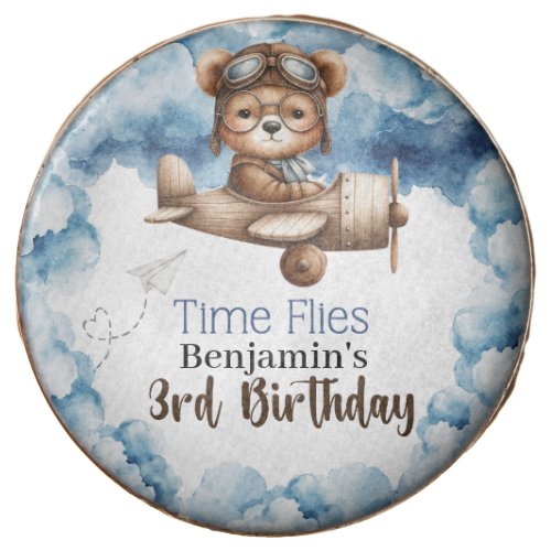 Cute Bear Airplane Boys 3rd Birthday Chocolate Covered Oreo