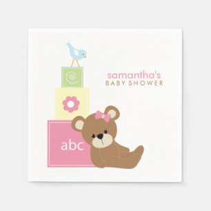 Cute Bear and Alphabet Toy Blocks Napkins