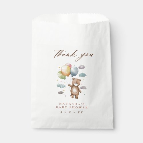 Cute Bear and Balloons Baby Shower Thank You Favor Bag
