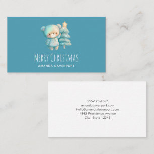 Cute Bear and Christmas Tree Business Card