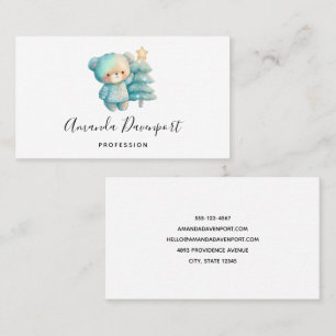 Cute Bear and Christmas Tree Business Card