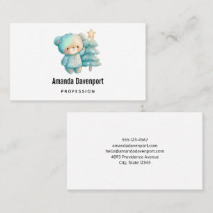 Cute Bear and Christmas Tree Business Card