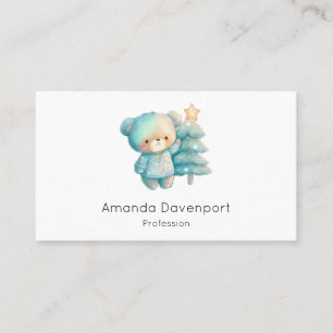 Cute Bear and Christmas Tree Business Card