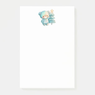 Cute Bear and Christmas Tree Holiday Post-it Notes