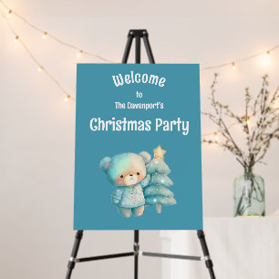 Cute Bear and Christmas Tree Holiday Welcome Foam Board