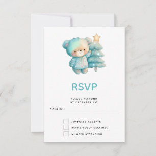 Cute Bear and Christmas Tree RSVP Card