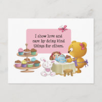 Cute bear and cupcakes kindness postcard