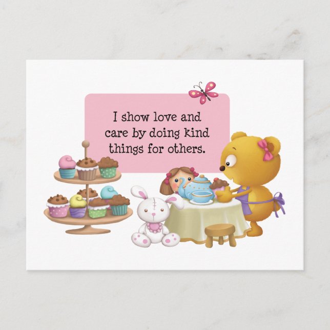 Cute bear and cupcakes kindness postcard (Front)