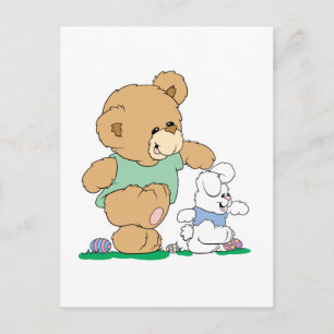 Cute Bear and Easter Bunny Holiday Postcard