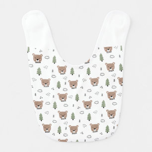 Cute Bear and Forest Pattern Baby Bib