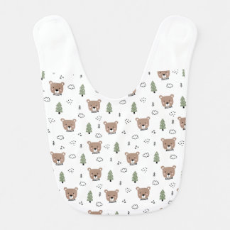 Cute Bear and Forest Pattern Baby Bib