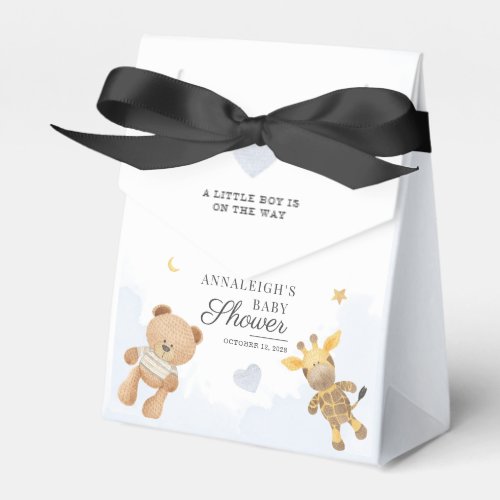 Cute Bear and Giraffe Watercolor Baby Shower Favor Boxes