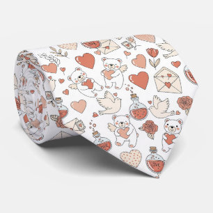 Cute Bear and Hearts -- Pastel Nursery (11) Neck Tie