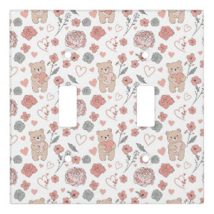 Cute Bear and Hearts -- Pastel Nursery (13) Light Switch Cover