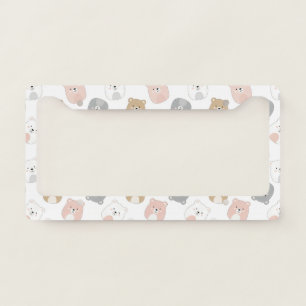 Cute Bear and Hearts -- Pastel Nursery (2) License Plate Frame