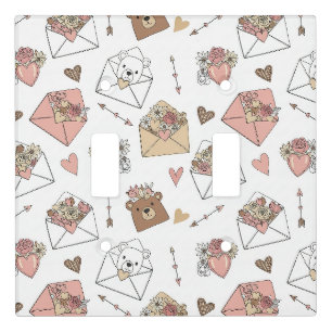 Cute Bear and Hearts -- Pastel Nursery (5) Light Switch Cover