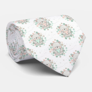 Cute Bear and Hearts -- Pastel Nursery (6) Neck Tie