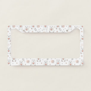 Cute Bear and Hearts -- Pastel Nursery (7) License Plate Frame
