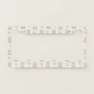 Cute Bear and Hearts -- Pastel Nursery (8) License Plate Frame