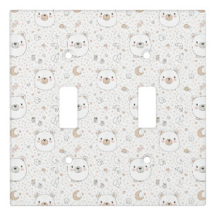 Cute Bear and Hearts -- Pastel Nursery (9) Light Switch Cover