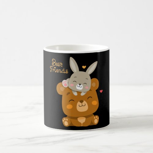 Cute bear and rabbit coffee mug