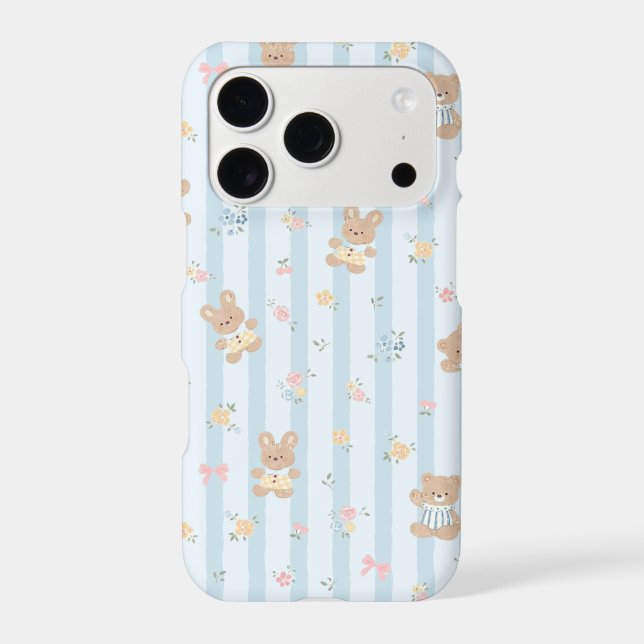 Cute bear and rabbit 🐰  iPhone case (Back)