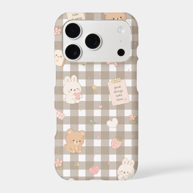 Cute bear and rabbit 🐰  iPhone case (Back)