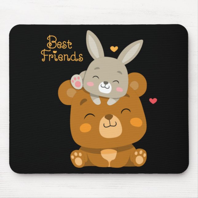 Cute bear and rabbit mouse pad (Front)
