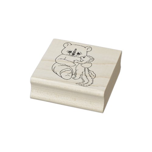 Cute Bear and Skunk Rubber Stamp