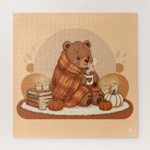 Cute Bear and Warm Autumn Vibes Art Jigsaw Puzzle
