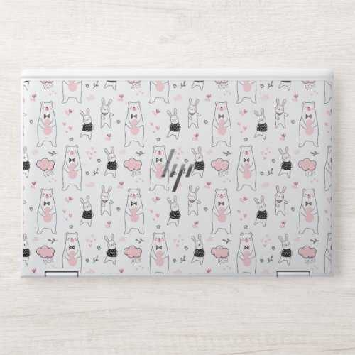 Cute Bear Animal Seamless Pattern HP Laptop Skin