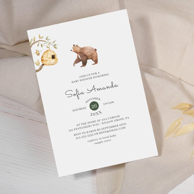 Cute Bear Animal Woodland Baby Shower Invitation (Creator Uploaded)