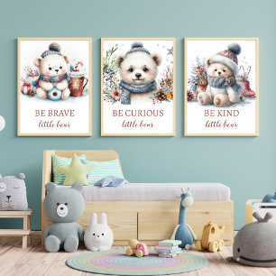 Cute bear animals Christmas winter floral Kid Room Wall Art Sets