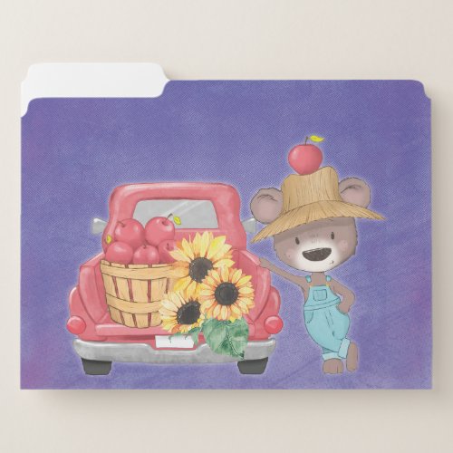 Cute Bear Apple Red Truck School Teacher File Folder
