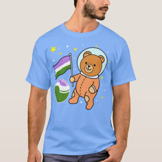 Cute Bear Astronaut Genderqueer Pride T-Shirt