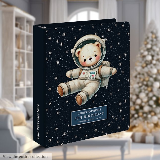 Cute Bear Astronaut Memory Album For Baby Boy 3 Ring Binder (Cute Bear Astronaut Memory Album For Baby Boy)