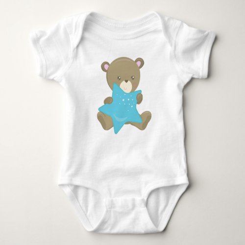 Cute Bear Baby Bear Little Bear Bear With Star Baby Bodysuit