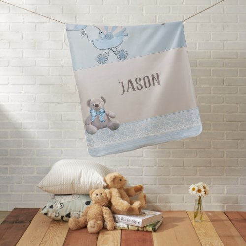 Cute Bear Baby Boy Blanket