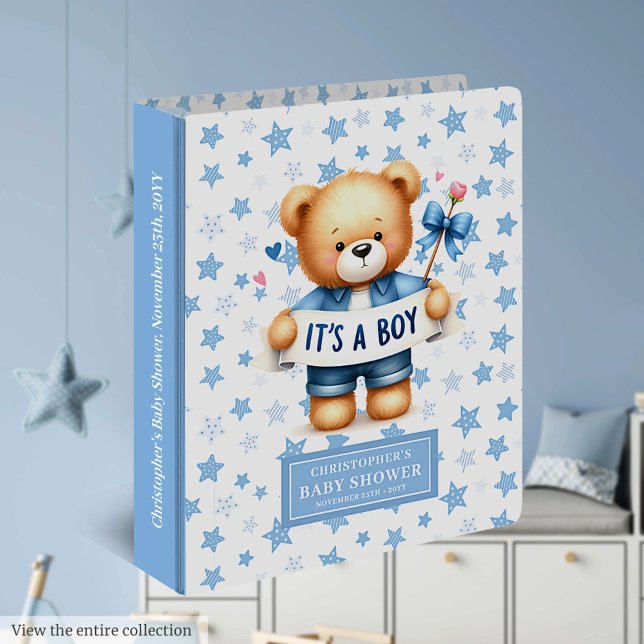 Cute Bear Baby Shower 3 Ring Binder It’s a boy (Cute Bear Baby Shower 3 Ring Binder It’s a boy)