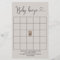 Cute Bear Baby Shower Bingo Game