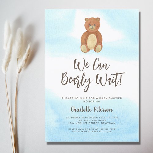Cute Bear Baby Shower Invitation