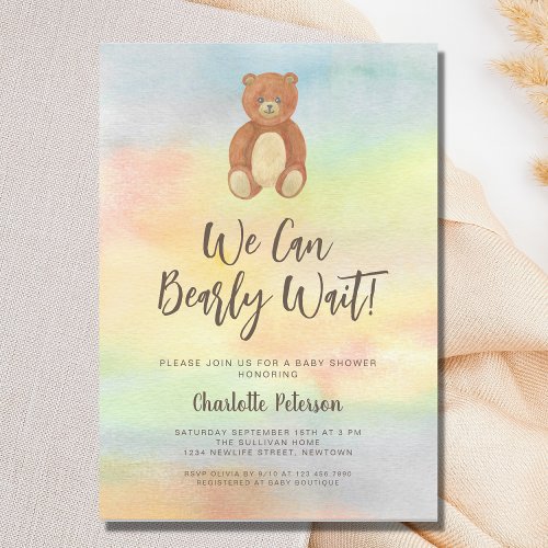 Cute Bear Baby Shower Invitation