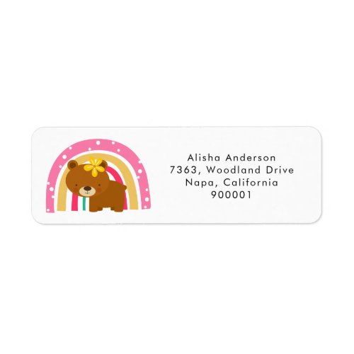 Cute Bear Baby Shower Return Address Label