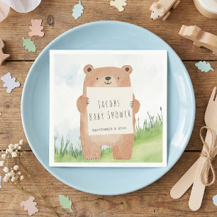 Cute Bear Baby Shower rustic woodland Napkins