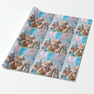 Cute Bear Baby Shower  Wrapping Paper