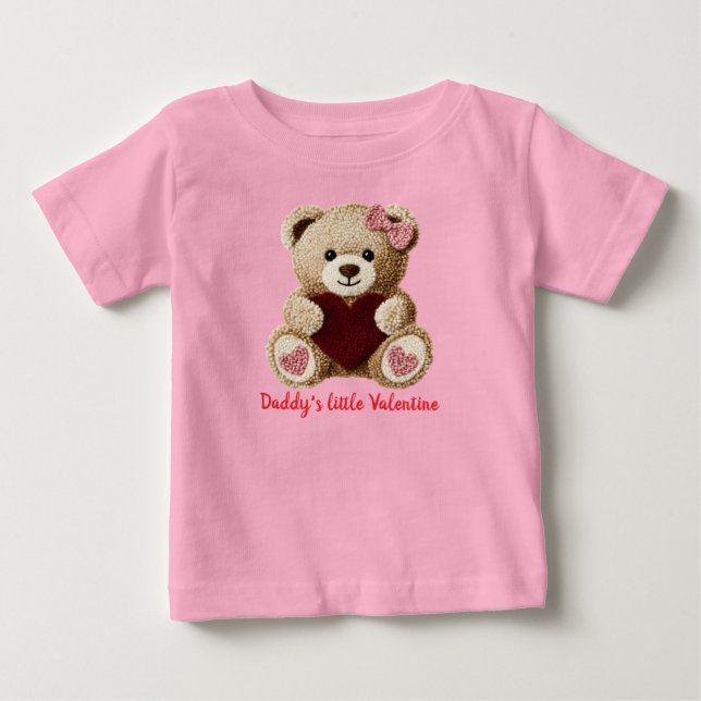 cute bear baby's first valentines bodysuit T-Shirt (Front)