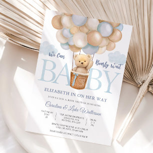 Cute Bear Balloon Baby Shower Invitation