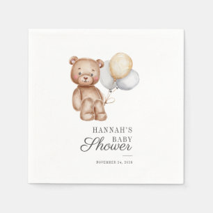Cute Bear Balloons Baby Shower Script Paper Napkins