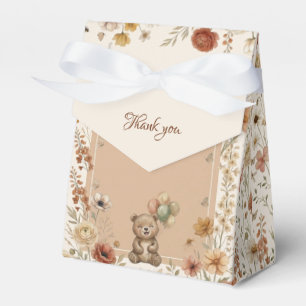 Cute Bear Balloons Boho Floral Baby Shower Favor Boxes