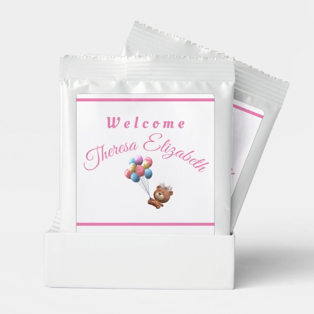 Cute Bear & Balloons Girl  Hot Chocolate Drink Mix (Pair)